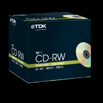 Диски CD-RW 700MB 4x-12x Cake 10 TDK 