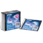 Диски DVD+R 16x 4.7Gb, 10шт., Slim Case, TDK