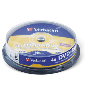 Диски DVD+RW 4x Cake 10 Verbatim