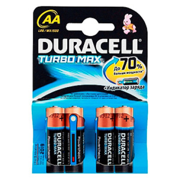 Элемент питания Duracell  TURBO LR6/MX1500 AA (4шт в упаковке)