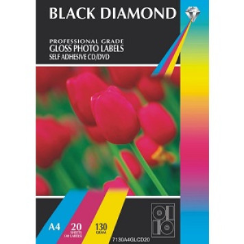 ГЛЯНЦЕВАЯ БУМАГА    BLACK DIAMOND 130 г/м2, A4, 20 листов-40шт., для CD лейблов
