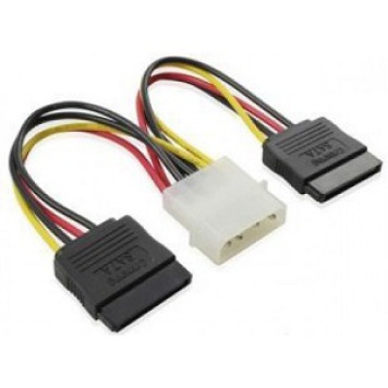 Переходник Cablexpert / Gembird Serial ATA силовой (CC-SATA-PSY) 15см, 4pin/2x15pin, на 2 устр., пак