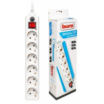 Сетевой фильтр BURO 600A-5M, 5м, белый